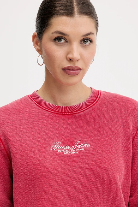 Guess Jeans bluza bawełniana czerwony W5YQ28.KCPR1