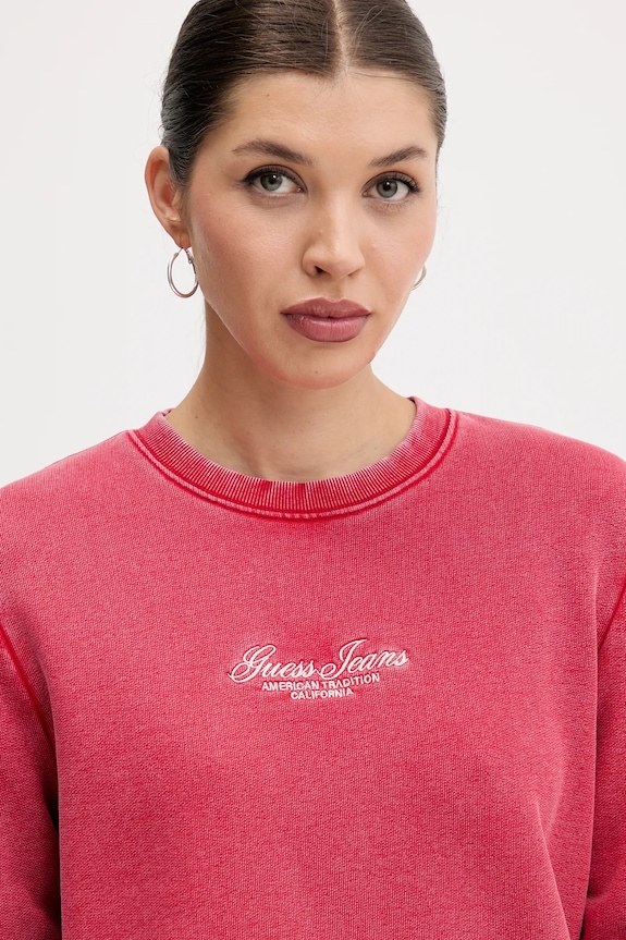 Guess Jeans bluza bawełniana czerwony W5YQ28.KCPR1