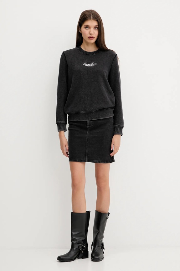 Guess Jeans felpa in cotone W5YQ28.KCPR1 nero AW25