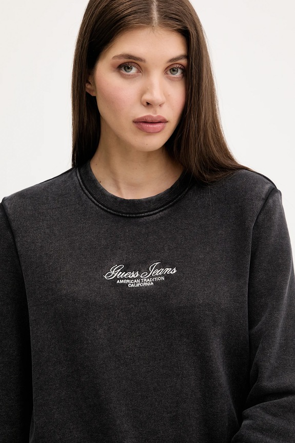 Guess Jeans felpa in cotone nero W5YQ28.KCPR1