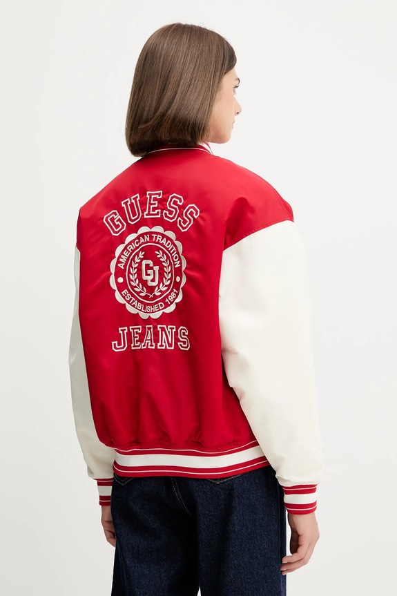 Odzież Guess Jeans kurtka bomber W5YL15.WHAA2 czerwony