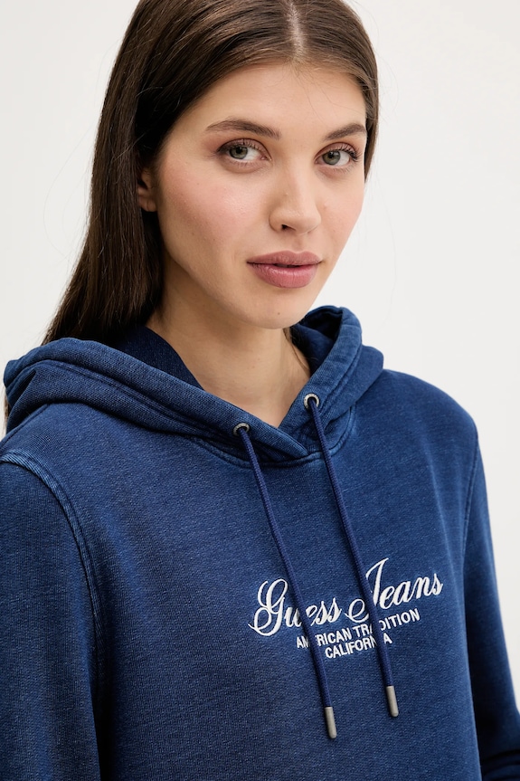 Bombažen pulover Guess Jeans mornarsko modra W5YQ11.KCXQ1