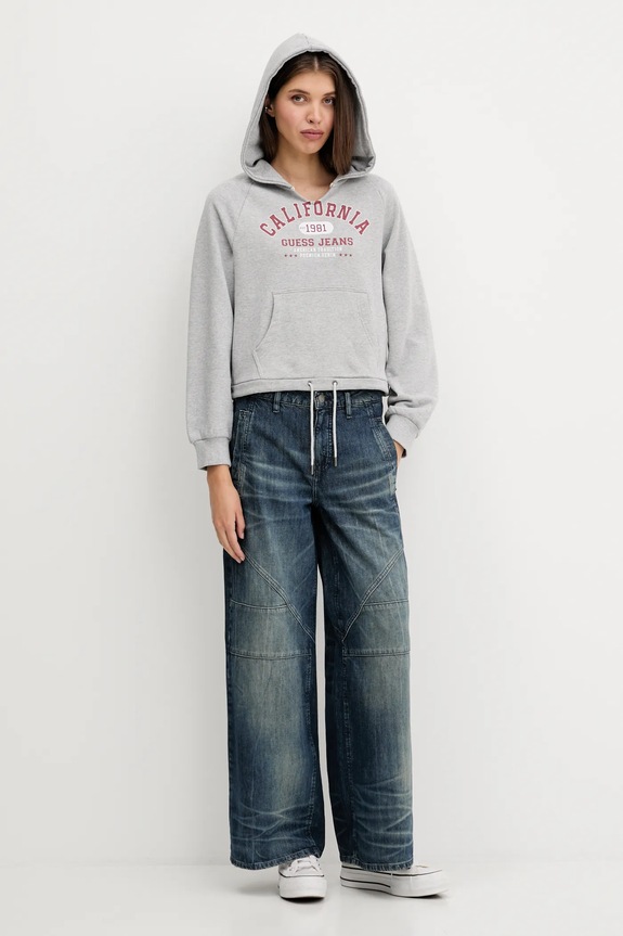 Guess Jeans hanorac de bumbac W5YQ14.KCPR1 gri AW25