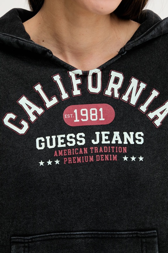 Βαμβακερή μπλούζα Guess Jeans W5YQ14.KCPR1 μαύρο