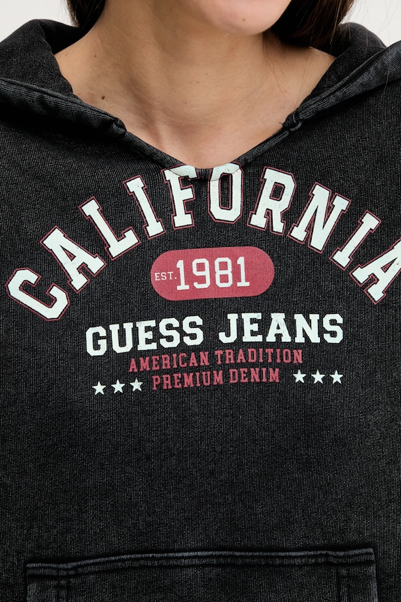 Βαμβακερή μπλούζα Guess Jeans W5YQ14.KCPR1 μαύρο
