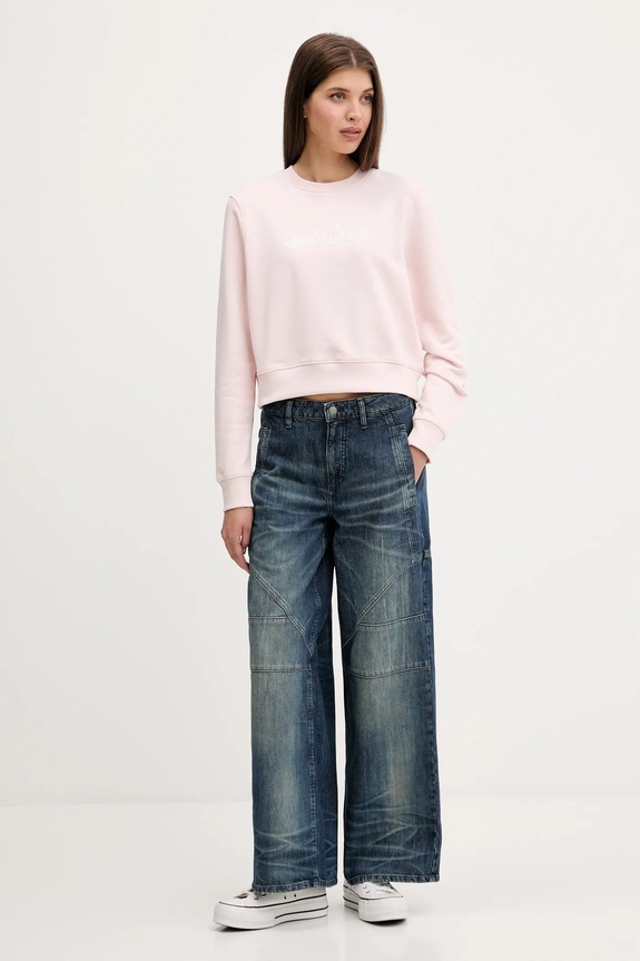 Βαμβακερή μπλούζα Guess Jeans W5YQ15.K68I4 ροζ AW25