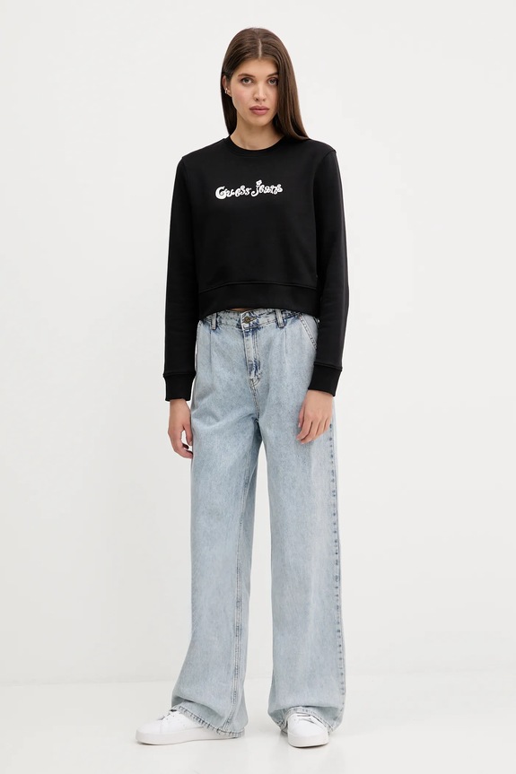 Guess Jeans hanorac de bumbac W5YQ15.K68I4 negru AW25