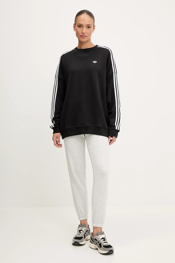 Pamučna dukserica adidas Originals 3-Stripes JX5285 crna AW25