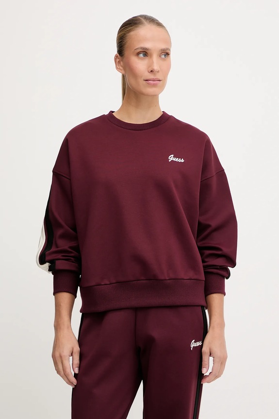 Guess bluza FABIA aplikacja bordowy V5BQ03.KCX22