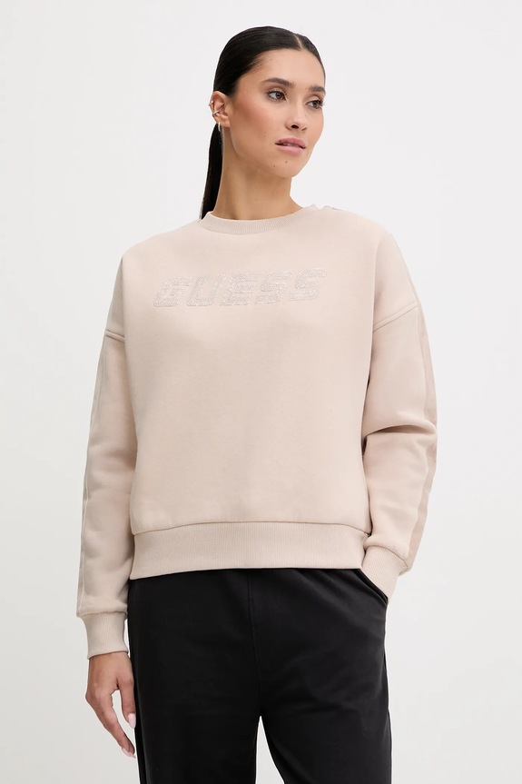 Guess felpa AELIA piccola impronta beige V5BQ10.KB681