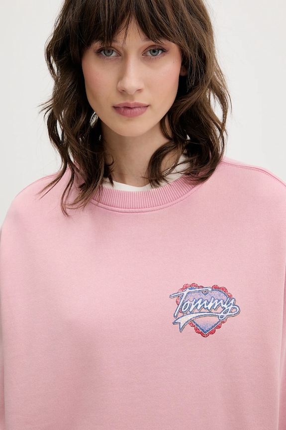 Tommy Jeans bluza bawełniana różowy DW0DW21602