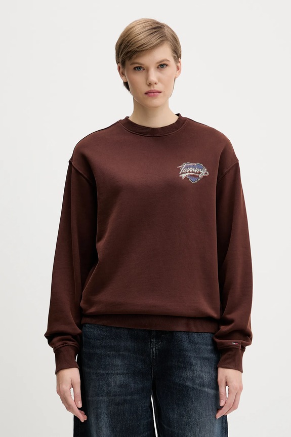 Odzież Tommy Jeans bluza bawełniana DW0DW21602 brązowy