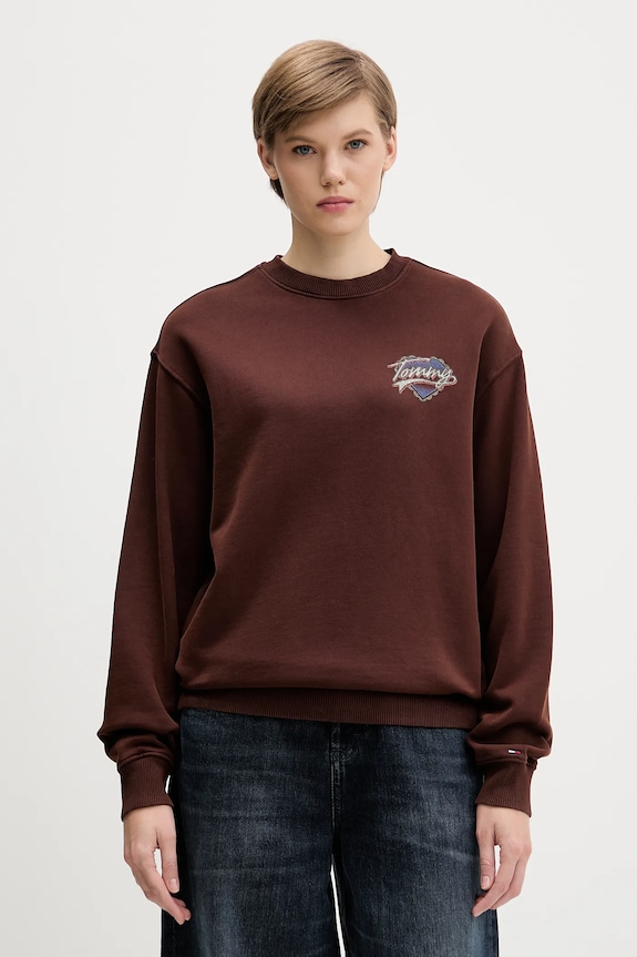 Odzież Tommy Jeans bluza bawełniana DW0DW21602 brązowy