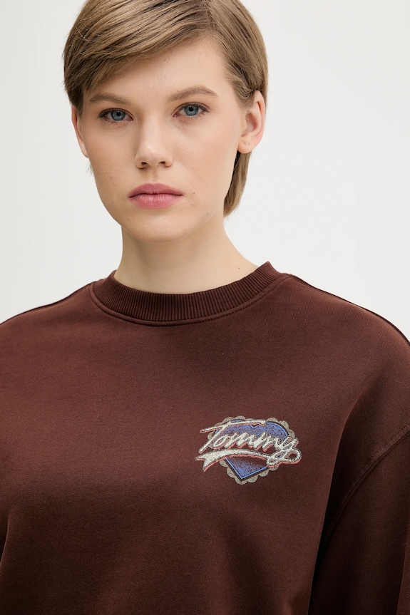 Tommy Jeans bluza bawełniana brązowy DW0DW21602