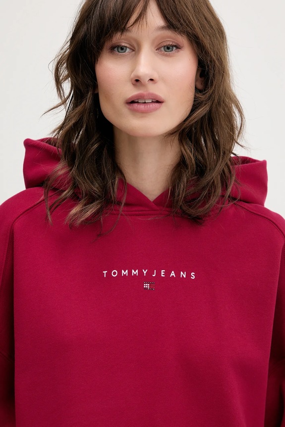 Bavlnená mikina Tommy Jeans ružová DW0DW21607