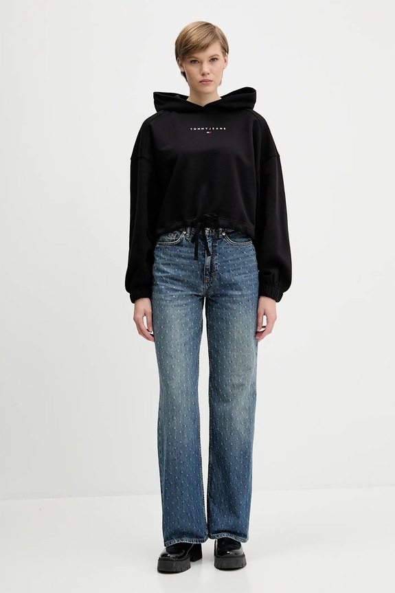Bavlnená mikina Tommy Jeans DW0DW21607 čierna AW25