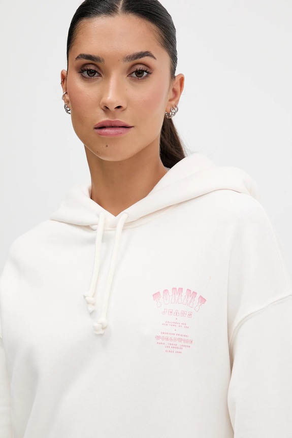 Tommy Jeans pamut melegítőfelső bézs DW0DW21785