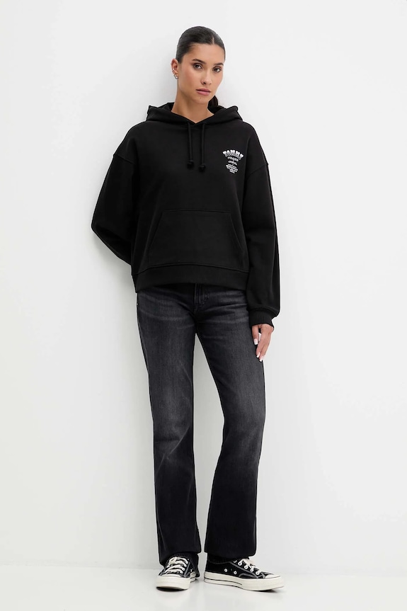 Tommy Jeans pamut melegítőfelső DW0DW21785 fekete AW25