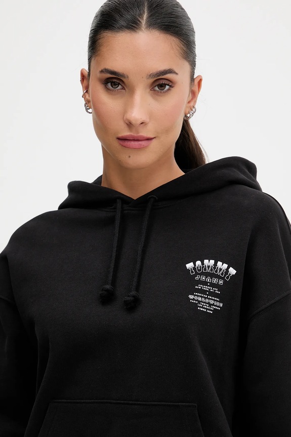 Tommy Jeans pamut melegítőfelső fekete DW0DW21785