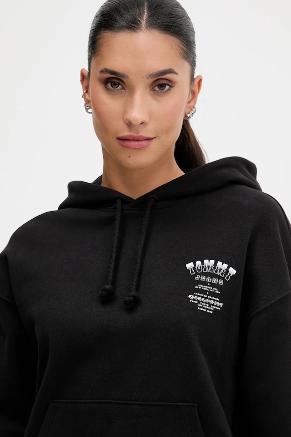 Tommy Jeans pamut melegítőfelső fekete DW0DW21785