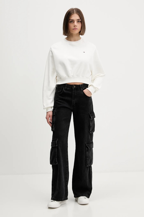 Pamučna dukserica Tommy Jeans DW0DW21831 bež AW25