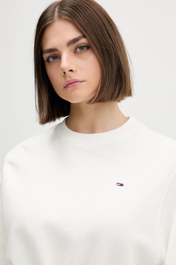 Pamučna dukserica Tommy Jeans bež DW0DW21831