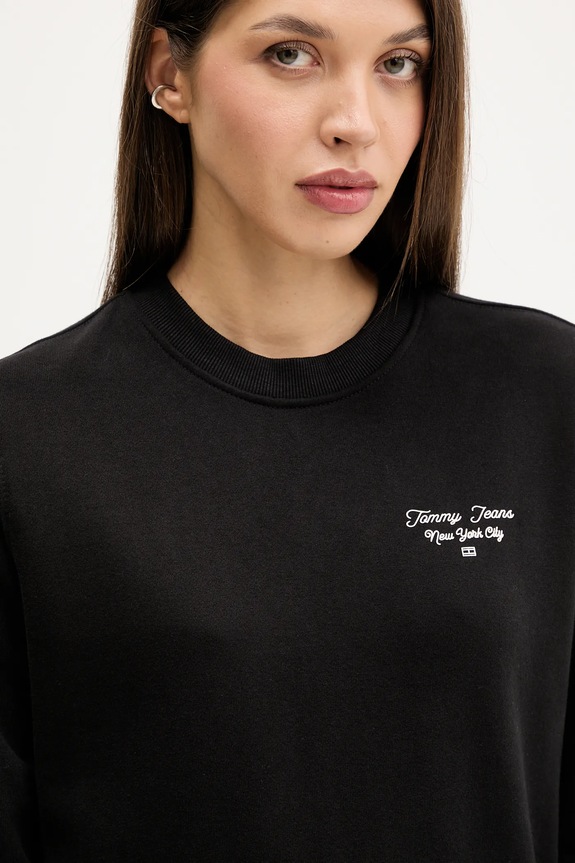 Βαμβακερή μπλούζα Tommy Jeans μαύρο DW0DW21960