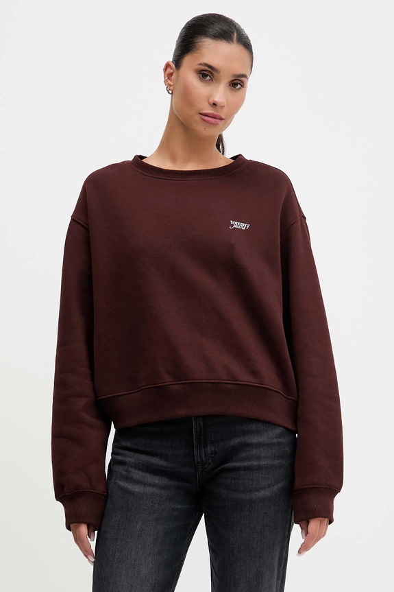Tommy Jeans felső sima barna DW0DW21961