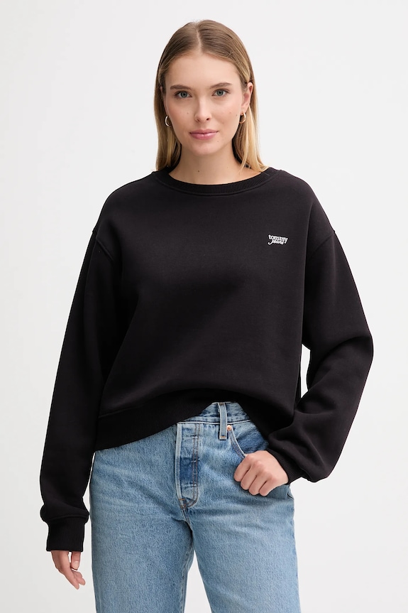 Μπλούζα Tommy Jeans χωρίς κουκούλα μαύρο DW0DW21961