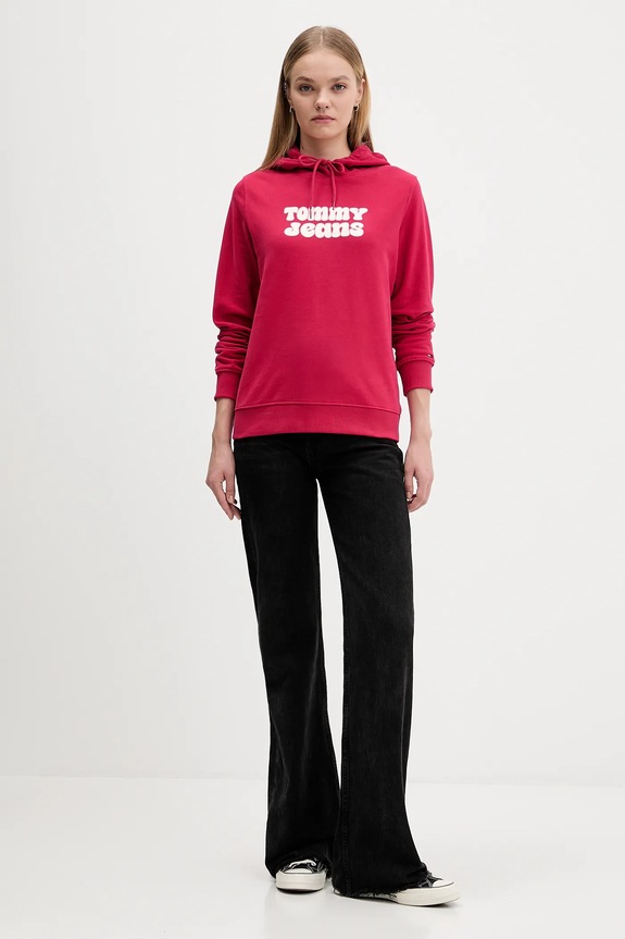 Tommy Jeans felpa in cotone DW0DW21962 rosa AW25