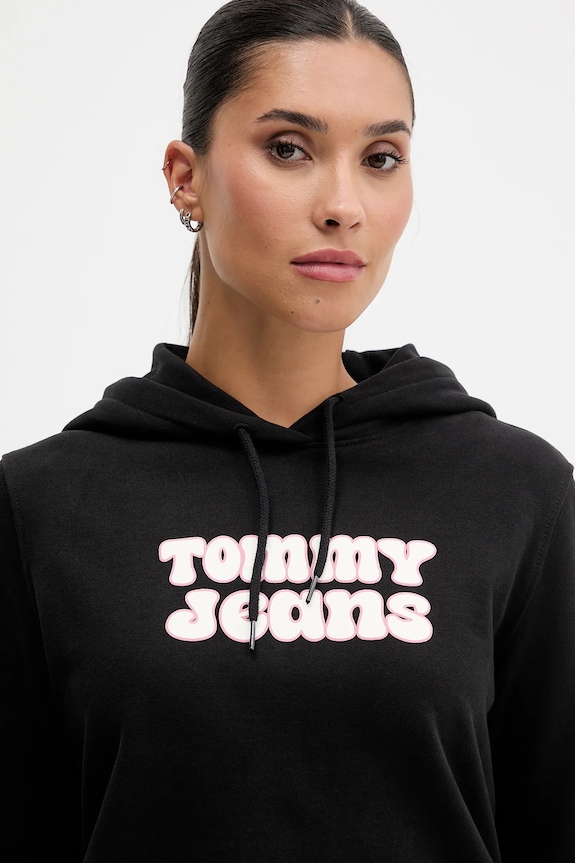 Tommy Jeans pamut melegítőfelső fekete DW0DW21962