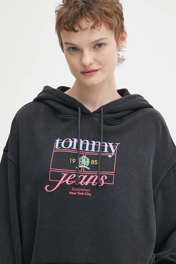 Bavlnená mikina Tommy Jeans čierna DW0DW22169