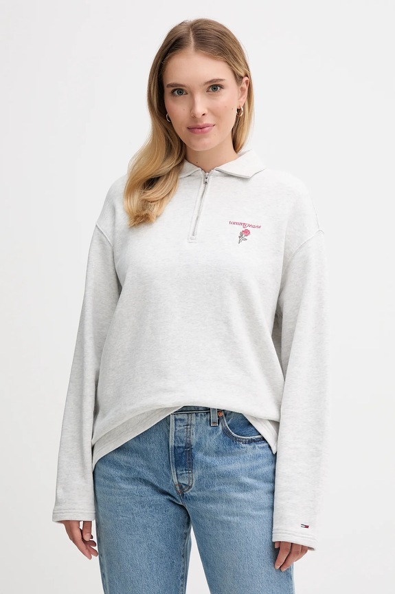 Oblečenie Bavlnená mikina Tommy Jeans DW0DW22182 sivá