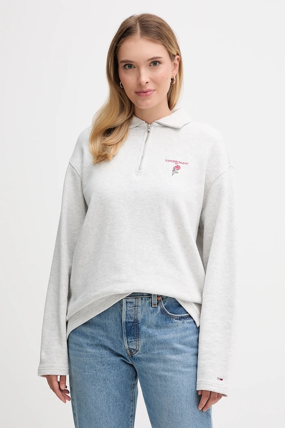 Oblečenie Bavlnená mikina Tommy Jeans DW0DW22182 sivá