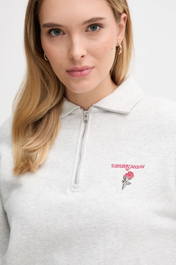 Bavlnená mikina Tommy Jeans DW0DW22182 sivá