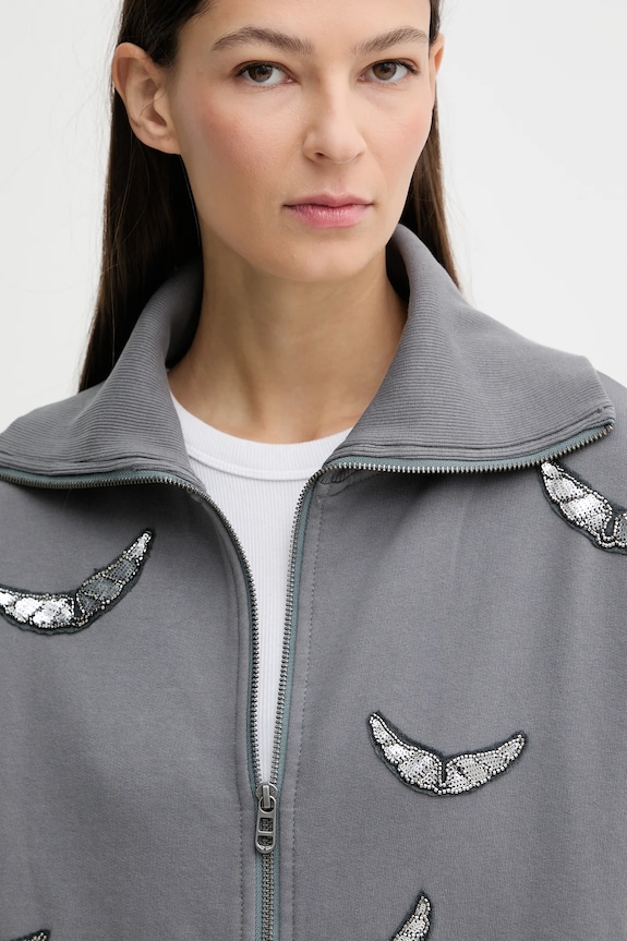 Bavlněná mikina ZADIG&VOLTAIRE šedá JWSS01669