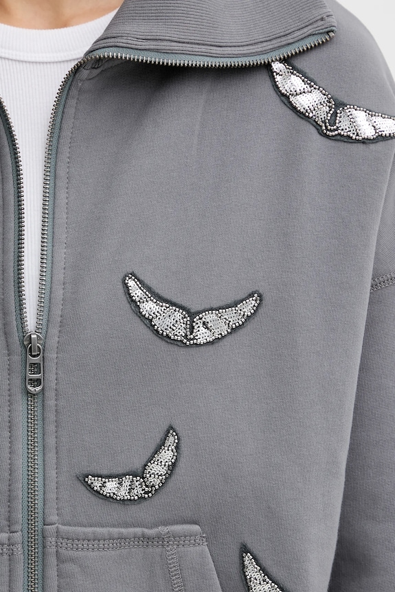 Bavlněná mikina ZADIG&VOLTAIRE JWSS01669 šedá