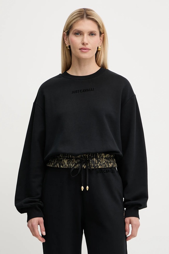 Βαμβακερή μπλούζα Just Cavalli βαμβάκι μαύρο 79PAIE20.CF100