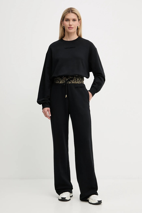 Βαμβακερή μπλούζα Just Cavalli 79PAIE20.CF100 μαύρο AW25