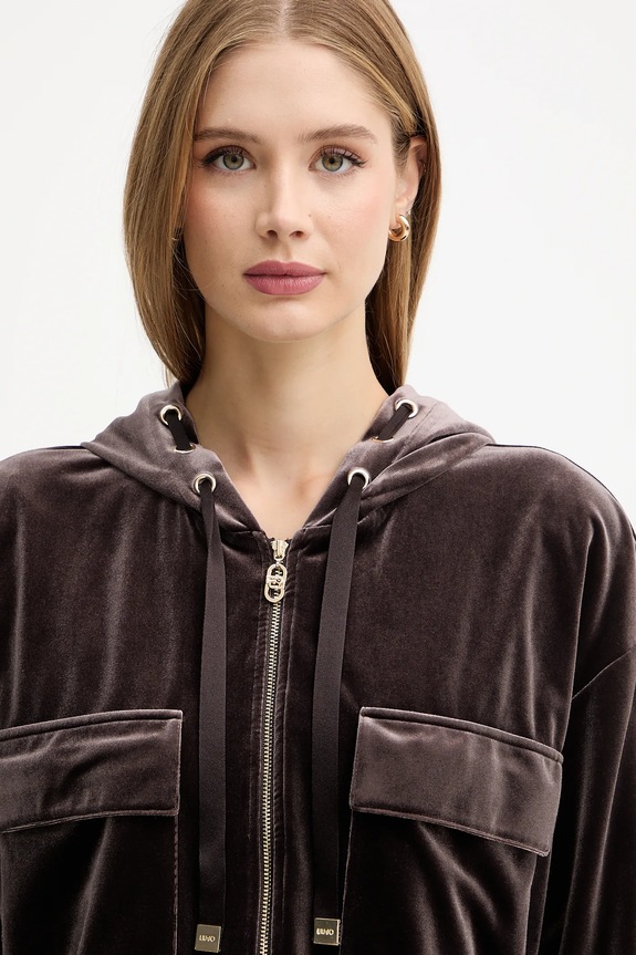 Кофта из велюра Liu Jo коричневый TF5108.J4955