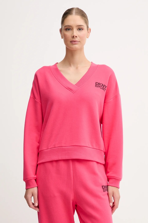 Бавовняна кофта Dkny без капюшона рожевий DP5T1279