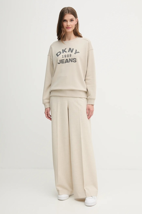 Bavlnená mikina Dkny DJ5T1522 béžová AW25