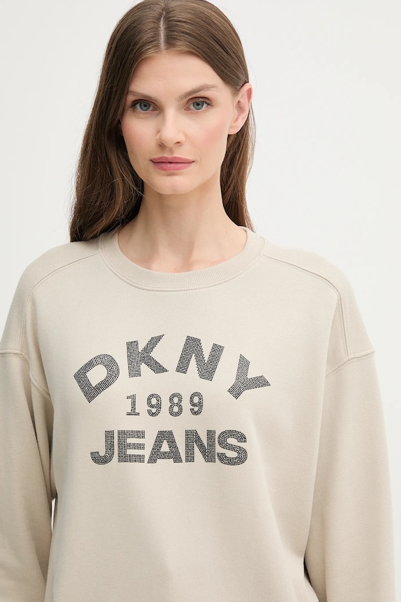 Bavlnená mikina Dkny béžová DJ5T1522
