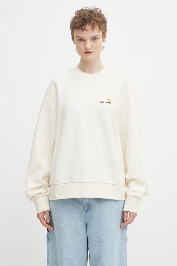 Carhartt WIP felpa W'''''''' American Script semplice beige I033649.05XX