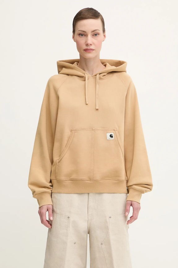 Carhartt WIP felpa in cotone W’ Hooded Hudson semplice marrone I035137.07E5F