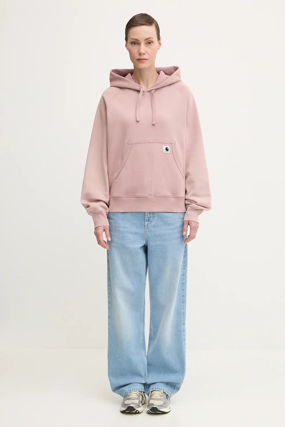 Carhartt WIP cotton sweatshirt W’ Hooded Hudson I035137.1XF5F pink