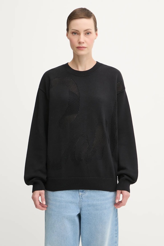 Pamučni pulover Carhartt WIP W' Perla bez uzorka crna I035185.89XX