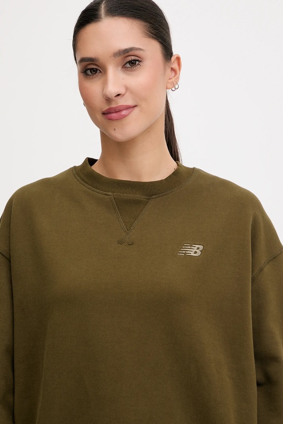 Bavlněná mikina New Balance zelená WT41500WDL