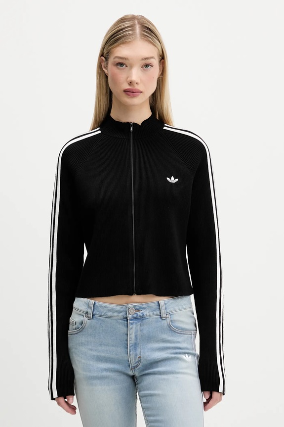 adidas Originals kardigan Slim Knit Tt aplikacja czarny JY2597