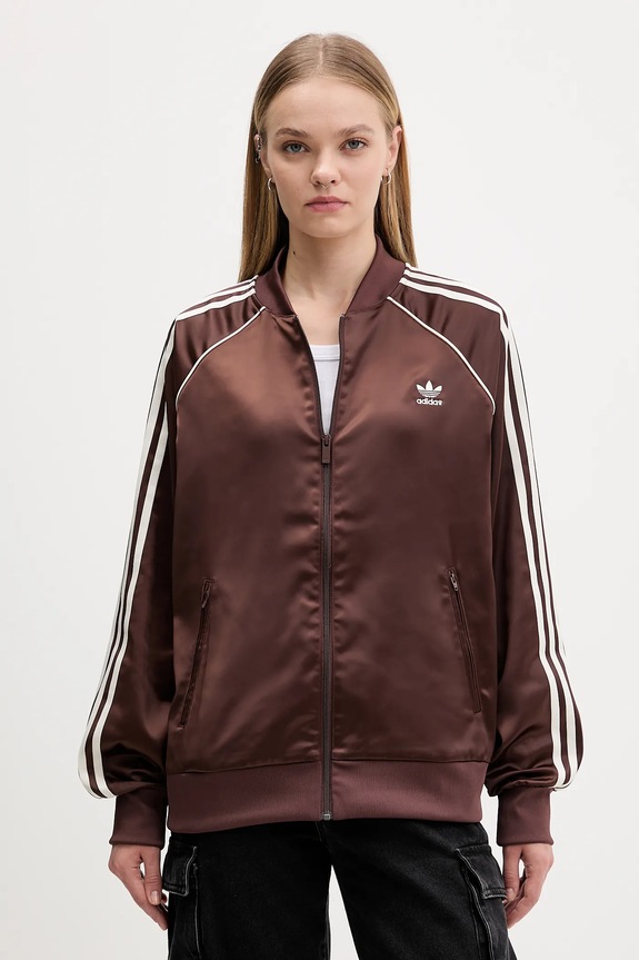 Dukserica adidas Originals Sst Satin Tt s elastinom smeđa KH1568